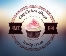 Cupcake labels design vector set 03