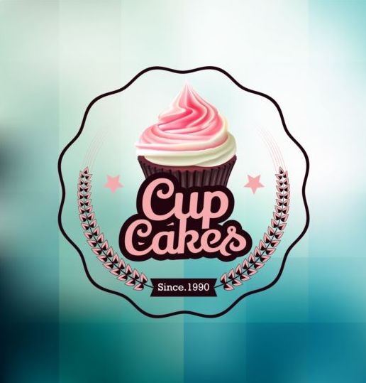 Cupcake labels design vector set 05