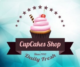 Cupcake labels design vector set 06