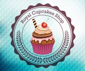 Cupcake labels design vector set 07