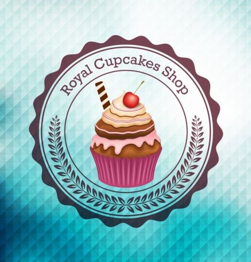 Cupcake labels design vector set 07