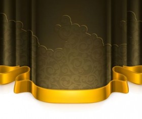 Dark green curtain with golden decorative tape vector