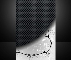 Dark metal with floral cover template vector 01