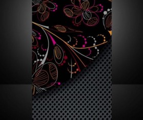 Dark metal with floral cover template vector 03