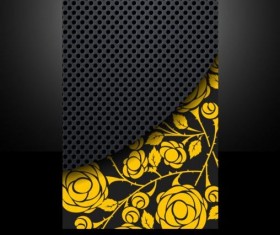 Dark metal with floral cover template vector 04