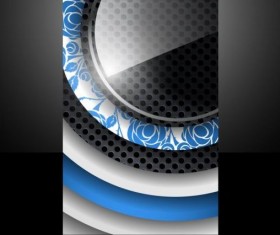 Dark metal with round glass cover template vector 01