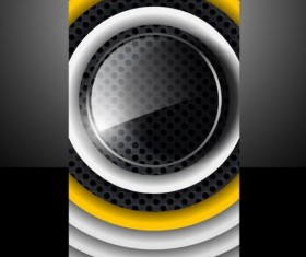 Dark metal with round glass cover template vector 03