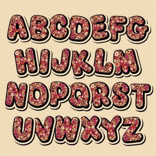 Decor pattern with alphabet vector 02