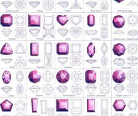Diamond shapes with outlines vector set 01