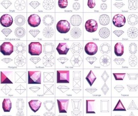 Diamond shapes with outlines vector set 02
