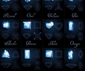 Diamond shapes with outlines vector set 03