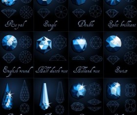 Diamond shapes with outlines vector set 04