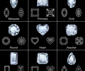 Diamond shapes with outlines vector set 05