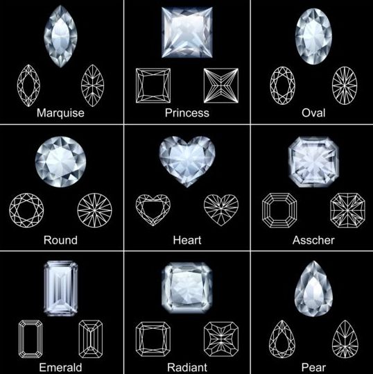 Diamond shapes with outlines vector set 05