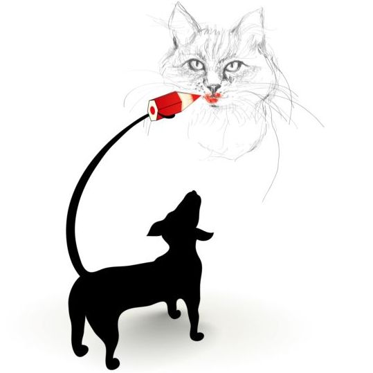 Dog silhouetter and cat vector