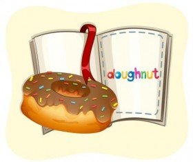 Doughnut with book vector material 01