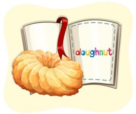 Doughnut with book vector material 02