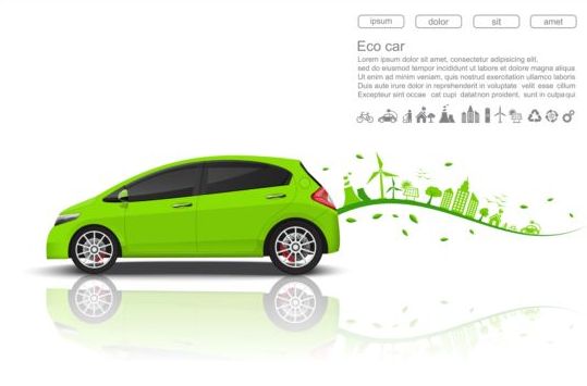 Eco with car background vector 04