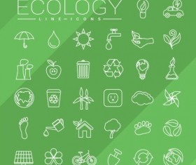 Ecology lines icons set 01