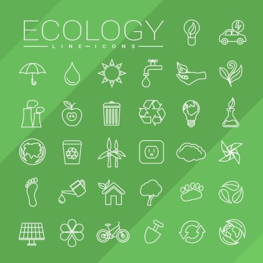 Ecology lines icons set 01