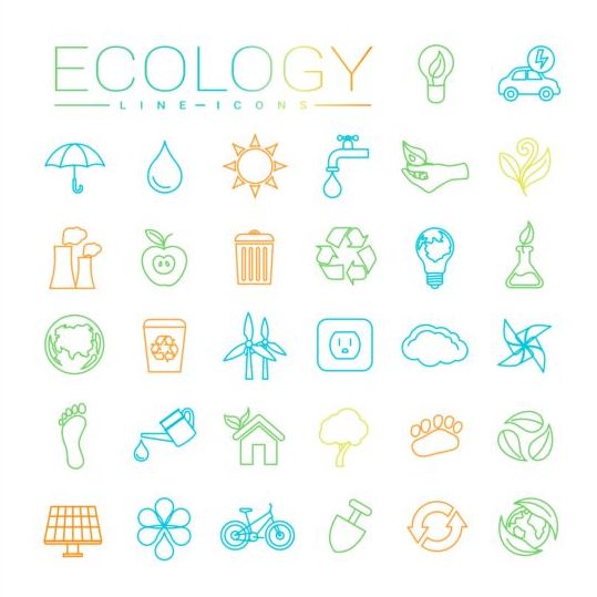 Ecology lines icons set 02