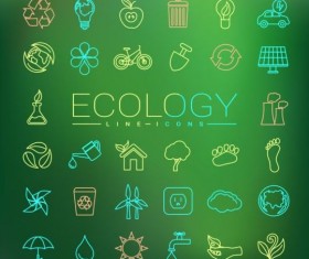 Ecology lines icons set 03