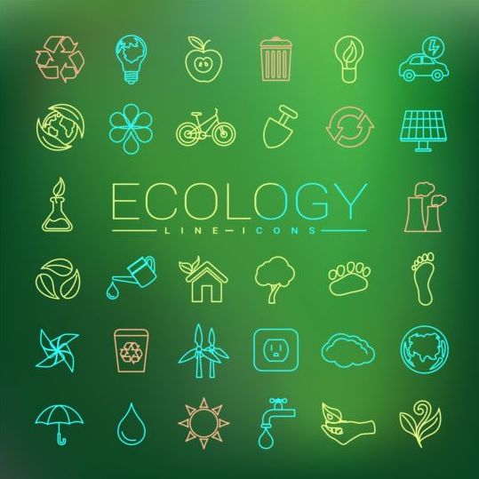 Ecology lines icons set 03