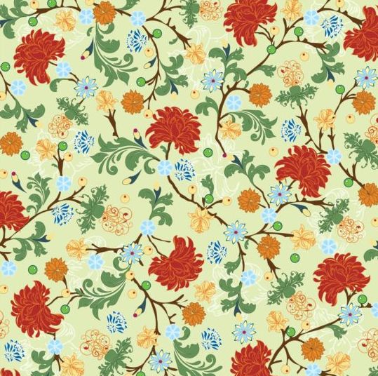 Elegant floral retro pattern seamless vector 03