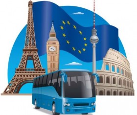 European bus tour vector