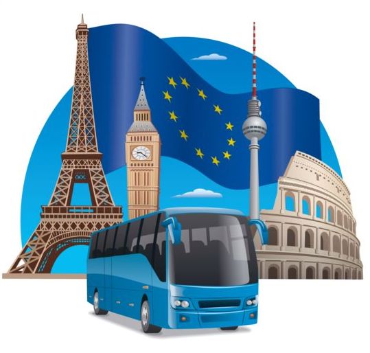 European bus tour vector