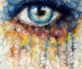 Eye with geometric shapes background vector 01