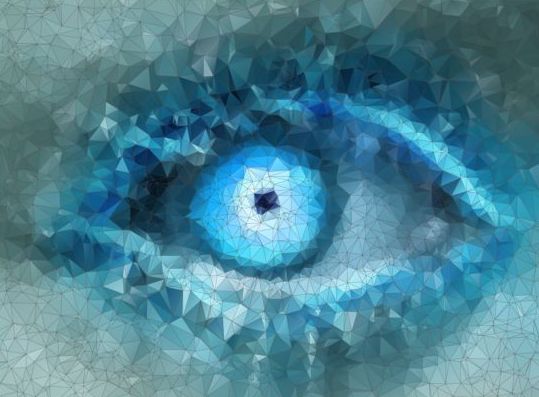 Eye with geometric shapes background vector 06