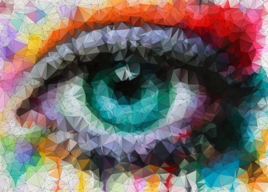 Eye with geometric shapes background vector 08