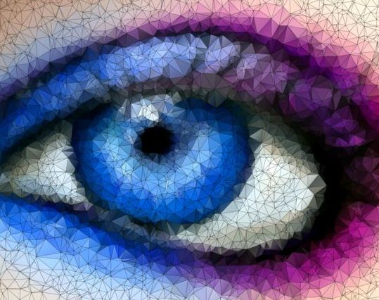 Eye with geometric shapes background vector 11