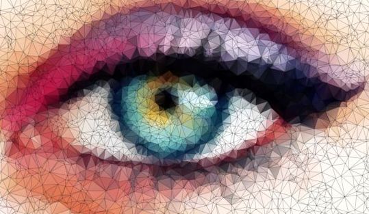 Eye with geometric shapes background vector 12