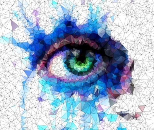 Eye with geometric shapes background vector 14