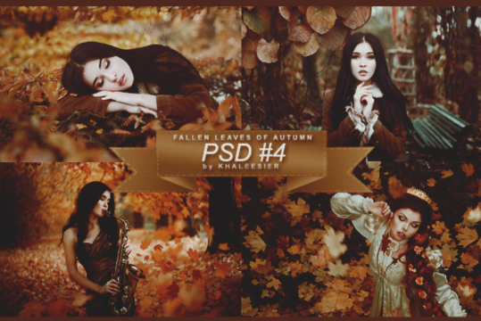 Fallen Leaves of Autumn with beautiful girl psd