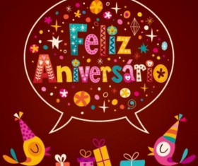 Feliz Aniversario Portuguese Happy Birthday card vector