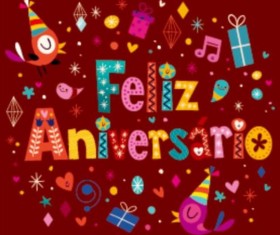 Feliz Aniversario Portuguese Happy Birthday greeting card vector