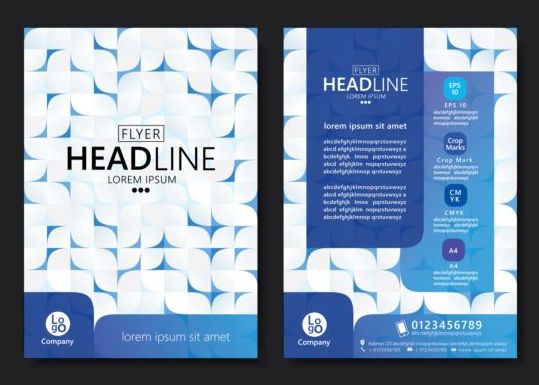 Flyer with brochure geometric pattern cover template vector 05