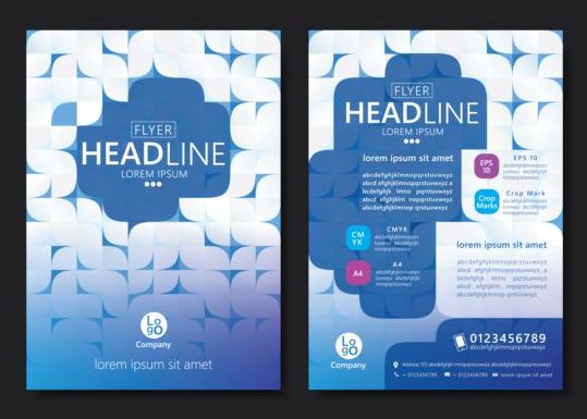 Flyer with brochure geometric pattern cover template vector 09