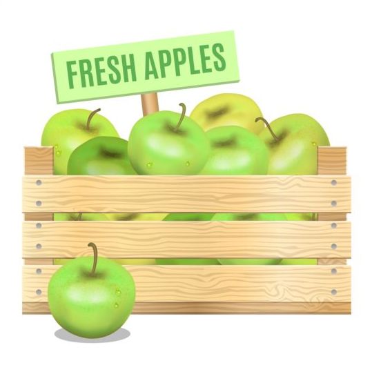 Fresh apples poster vector 01