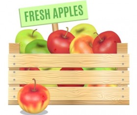 Fresh apples poster vector 02