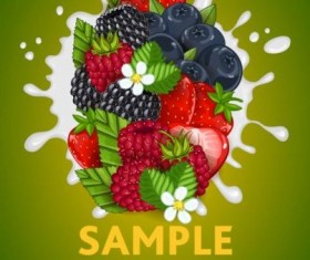 Fruit composition milk poster design vector 01