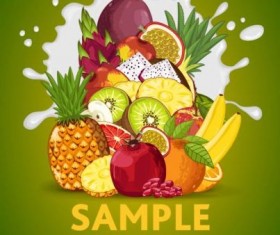 Fruit composition milk poster design vector 06