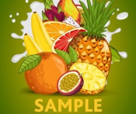 Fruit composition milk poster design vector 07