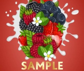 Fruit composition milk poster design vector 08