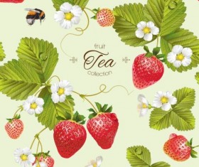 Fruit tea with strawberry background vector 01
