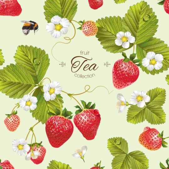 Fruit tea with strawberry background vector 01