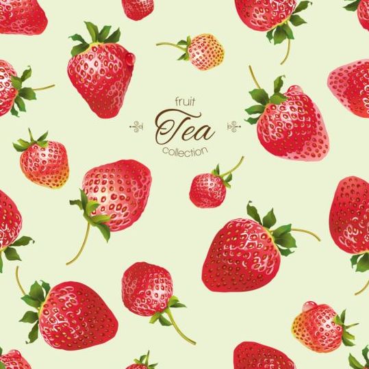 Fruit tea with strawberry background vector 02
